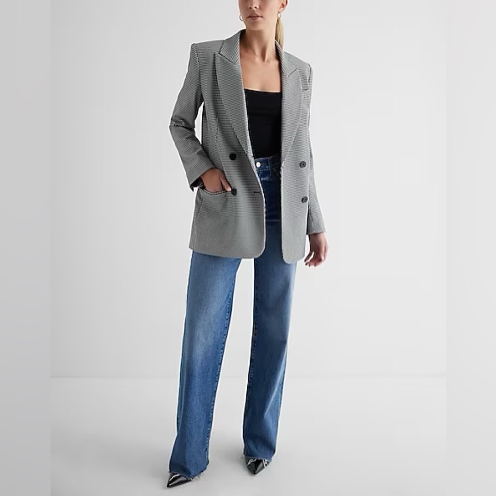 EXPRESS Houndstooth Double Breasted Blazer size Small - Picture 5 of 10